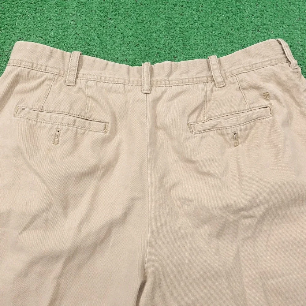Izod Shorts Mens 36 Khaki Beige Casual Chino Flat Front Golf Classic Pockets -35